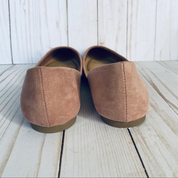 Blush pink faux suede fabric flats pointed toe 6 - Picture 3 of 8